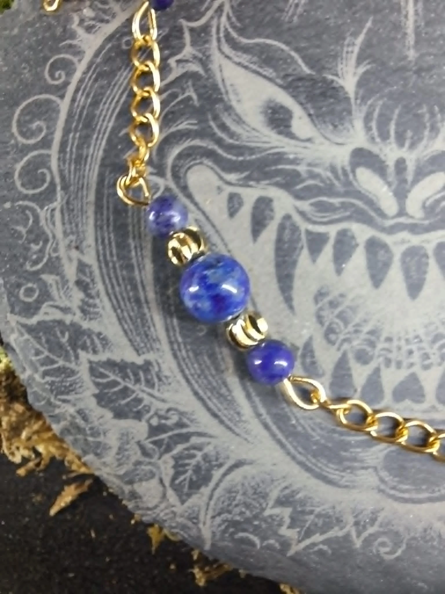Lapis Lazuli enkelarmband 6mm / 4mm roestvrij staal – photo 2